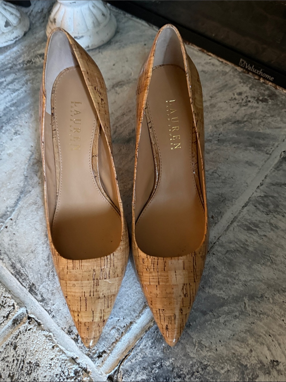 Lauren Ralph Lauren Cork-Textured Pointed Toe Pumps - Natural Tan